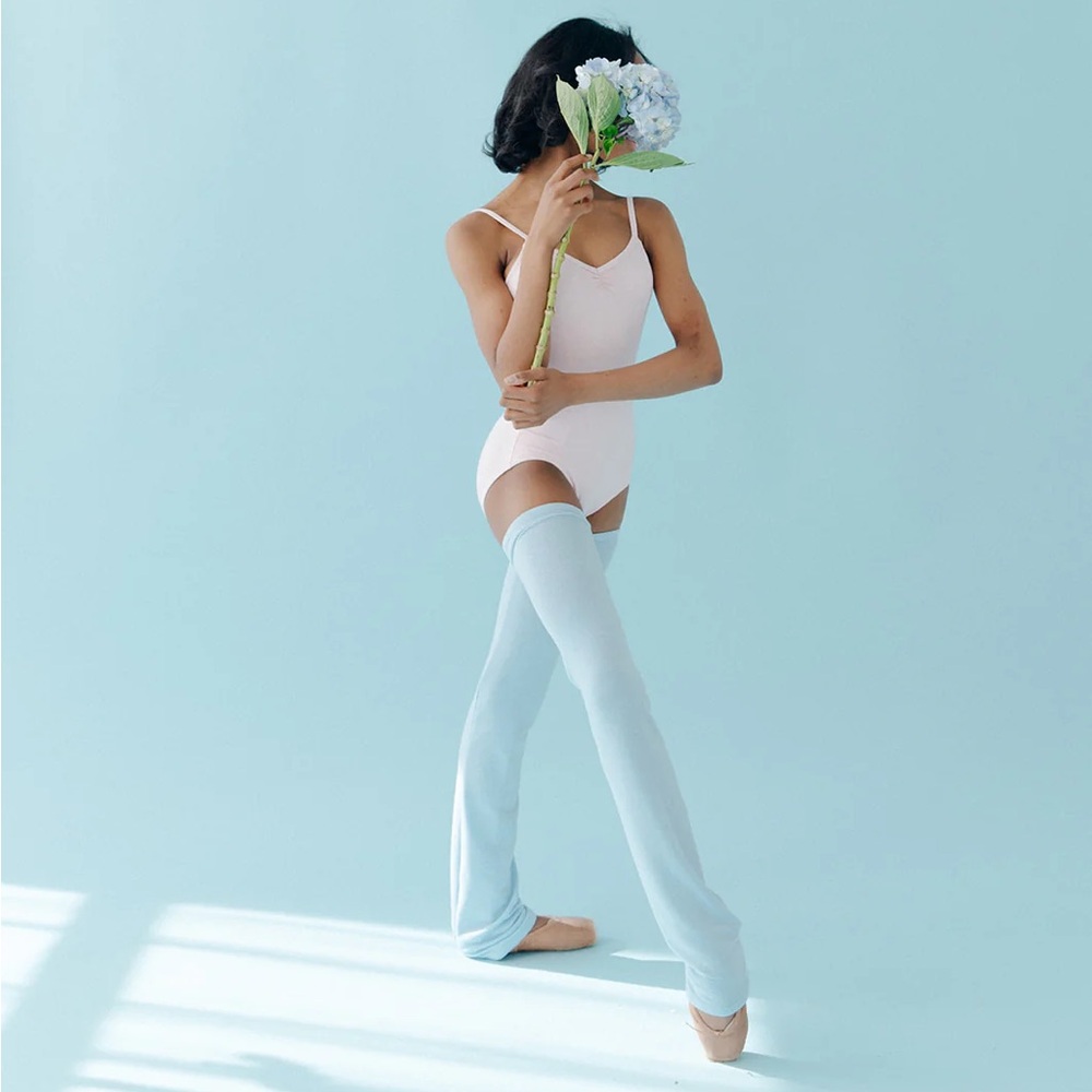 RubiaWear Ballet Poppy Leg Warmers Dance | Full Length Adult Small | Light Blue